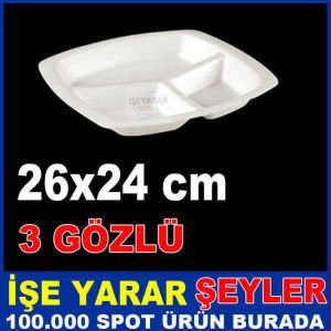İZOLELİ 100 ADET 3 GÖZLÜ KÖPÜK YEMEK TABAĞI