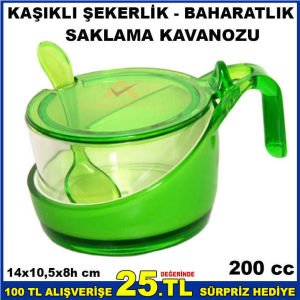 KAŞIKLI ŞEKERLİK ve BAHARATLIK SAKLAMA KAVANOZU