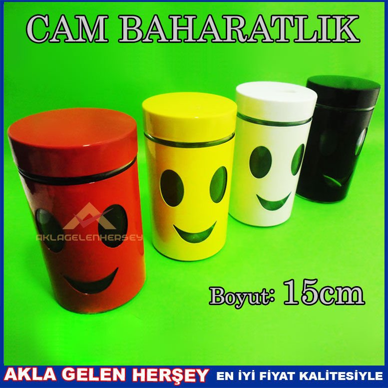 RENKLİ KAPAKLI 15CM GÜLÜCÜKLÜ CAM BAHARATLIK 