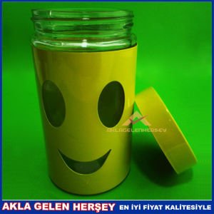 RENKLİ KAPAKLI 15CM GÜLÜCÜKLÜ CAM BAHARATLIK 