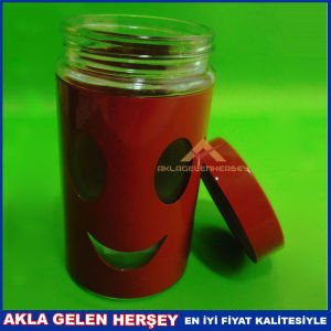 RENKLİ KAPAKLI 15CM GÜLÜCÜKLÜ CAM BAHARATLIK 