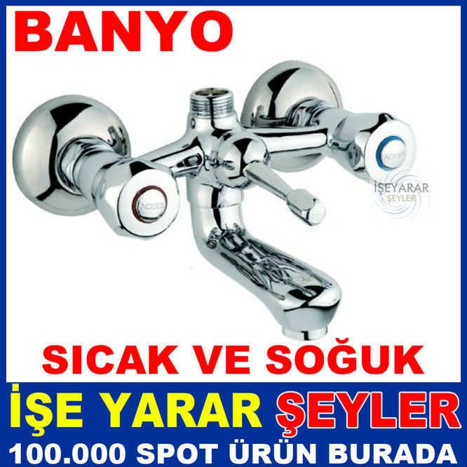 Klasik model sıcak soğuk banyo bataryası BANYO BATARYASI ÇİFT FONKSİYONLU GÖVDE+DUŞ HORTUMU TAKILIR