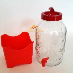 5 litre Altlıklı Musluklu cam damacana,musluklu çok amaçlı cam kavanoz alt kaideli ortaboy su sebili