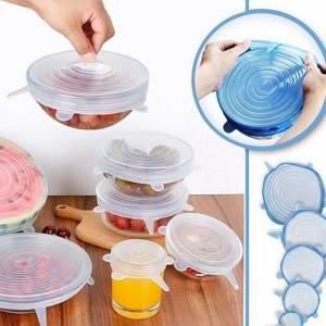 6'lı Silikon Streç Kapak Tabak Bardak Gıda Bonesi Tazeliği Korur