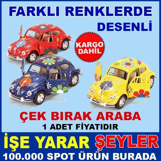 DESENLİ VOLKSWAGN MODEL METAL ÇEK BIRAK ARABA KD