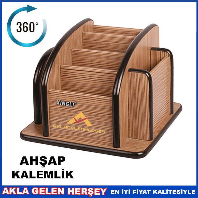 6 BÖLÜM 360 DERECE DÖNEBİLEN AHŞAP KALEMLİK
