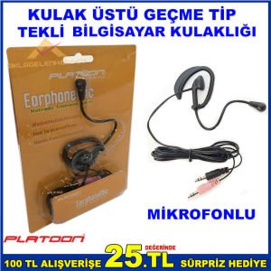 PL-2456 Platoon Earphonmic Kulak Üstü Geçme Tip Tekli Mikrofonlu İdeal Bilgisayar Kulaklığı