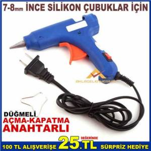 Açma Kapama Anahtarlı Sıcak Silikon Tabancası 7mm İnce Çubuk Silikon İçin Düğmeli Silikon Tabancası