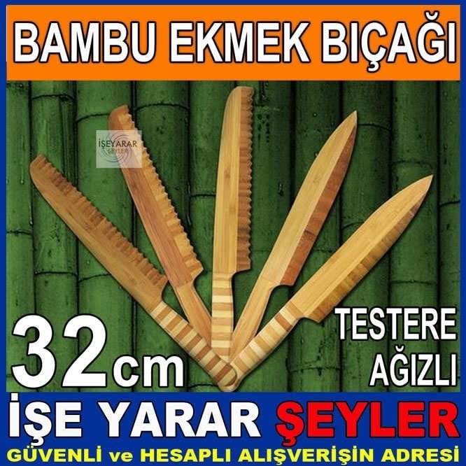 BAMBU TIRTIKLI EKMEK DOĞRAYICI AHŞAP BIÇAK