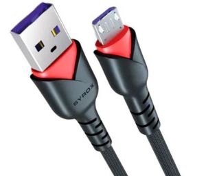 C91 Syrox 2 Amper Micro Usb Hızlı Şarj Cihaz Kablosu Data Kablo Dayanıklı Örgü Siyah