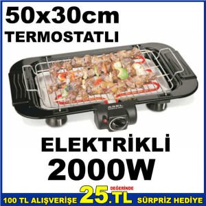 ASEL ABT-22 TERMOSTATLI ELEKTRİKLİ IZGARA 2000W OTOMATİK BARBEKÜ