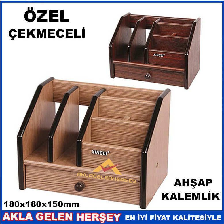 ÖZEL ÇEKMELİ 5 BÖLÜM AHŞAP BÜYÜK BOY KALEMLİK