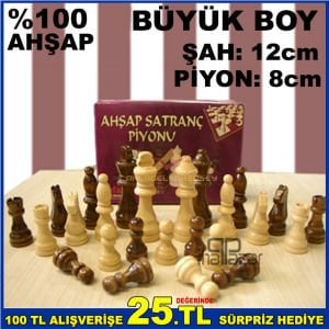Jumbo boy ahşap satranç taşları BÜYÜK BOY %100 AHŞAP KALİTELİ SATRANÇ PİYON TAKIMI SATRANÇ TAŞI SETİ