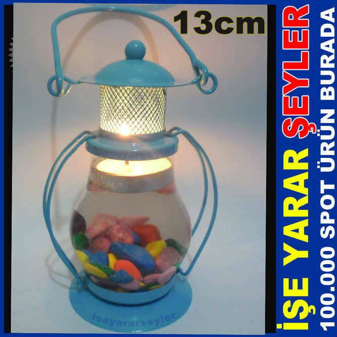 METAL GEMİCİ FENERİ AKVARYUMLU TEA LIGHT MUMLUK