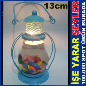 METAL GEMİCİ FENERİ AKVARYUMLU TEA LIGHT MUMLUK