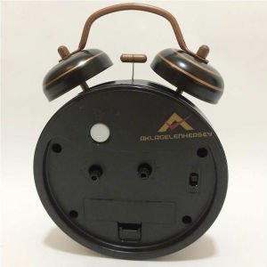 Retro Model Nostaljik Desenli Kahverengi Çelik Gövdeli Masaüstü Alarmlı Çalar Saat