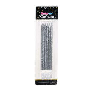 TMM4797 Simli Uzun Silver Mum, 6 adet