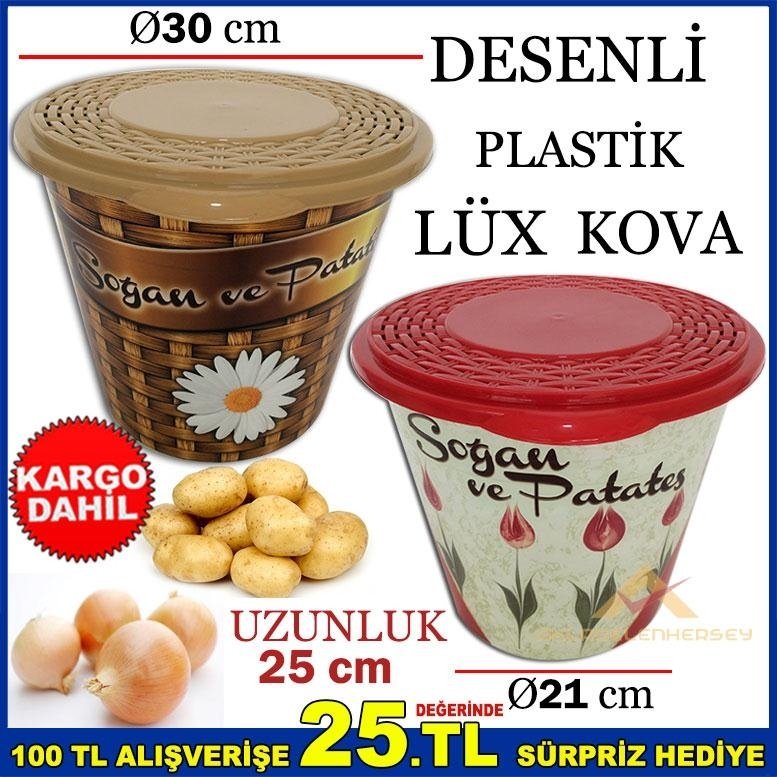 DESENLİ RENKLİ PLASTİK LÜX PATATES SOĞAN KOVASI