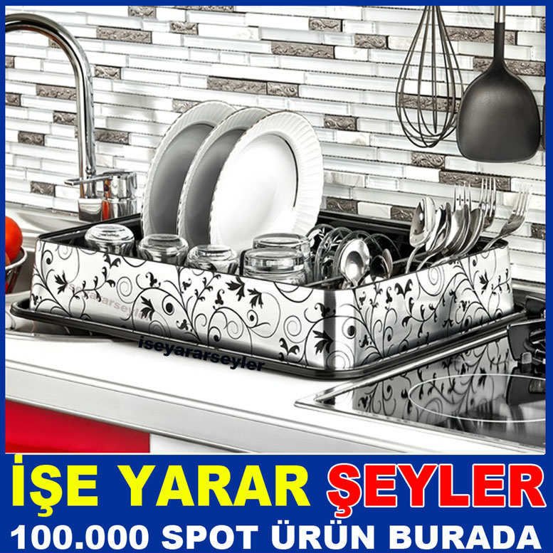 DESENLİ TABAKLIK KAŞIKLIK ŞIK BULAŞIKLIK STANDI