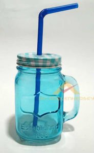 METAL KAPAK PİPETLİ CAM KAVANOZ İÇECEK KUPASI MV