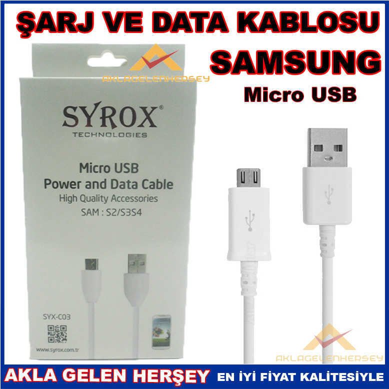 SYROX SAMSUNG MİCRO USB DATA VE ŞARJ KABLOSU