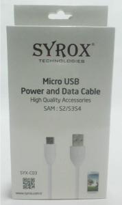 SYROX SAMSUNG MİCRO USB DATA VE ŞARJ KABLOSU