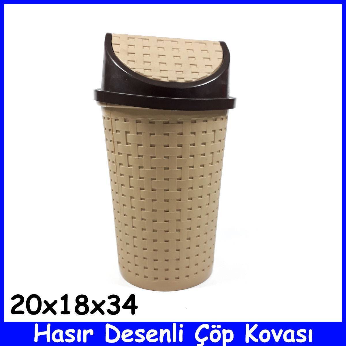 Hasır Desenli Çöp Kovası Klile Kapaklı 5 L Tezgah Üstü Çöp Kutusu