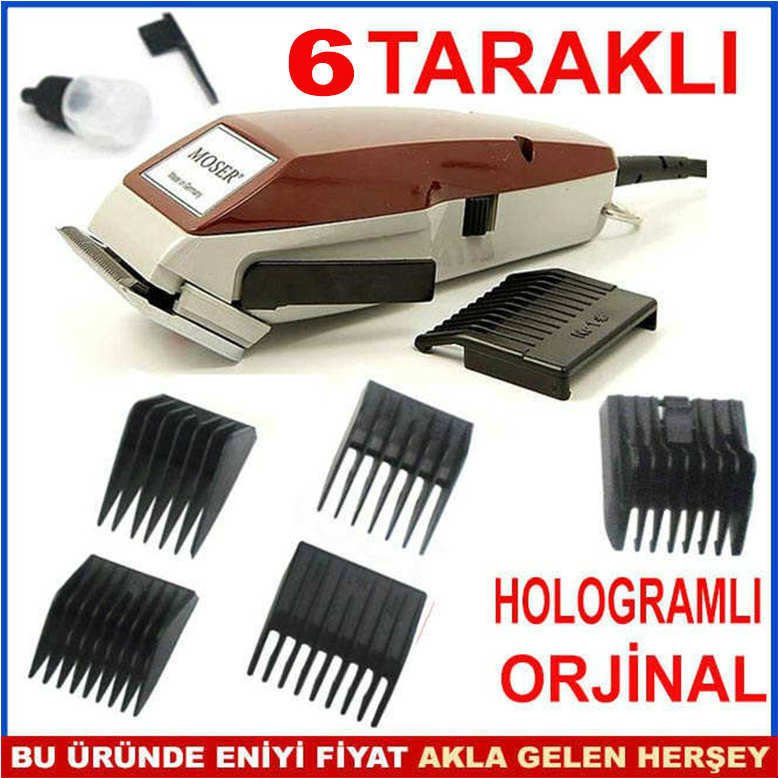 6 YEDEK TARAKLI ALMAN MALI MOSER TIRAŞ MAKİNESİ Fişli Saç Tıraş Makinesi Moser 6 Yedek Taraklı