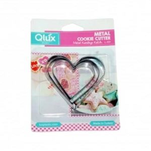 PASLANMAZ METAL KURABİYE KALIBI KALP FİGÜRLÜ 3 FARKLI BOY