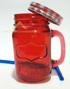 METAL KAPAK PİPETLİ CAM KAVANOZ İÇECEK KUPASI KI