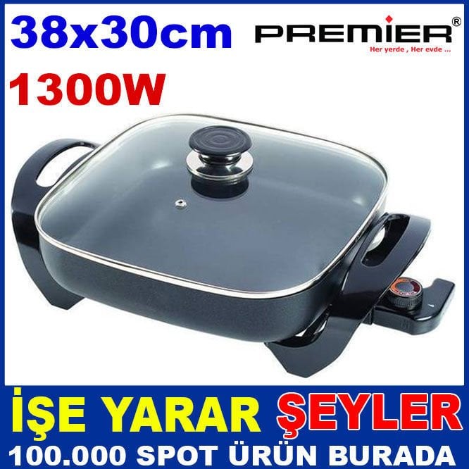 PREMIER 1300W KARE MODEL ELEKTRİKLİ PİZZA TAVASI