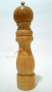 SERAMİK ÖĞÜTÜCÜLÜ 22cm AHŞAP KAYA TUZU DEĞİRMENİ