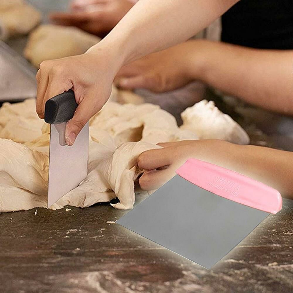 Desen Saplı Spatula Hamur Kesici, Çelik Hamur Kazıyıcı