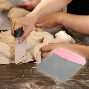 Desen Saplı Spatula Hamur Kesici, Çelik Hamur Kazıyıcı