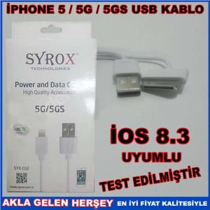 SYROX İOS 8.3 UYUMLU İPHONE 5,5G,5GS USB KABLO