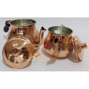 Büyük Boy Bakır Çaydanlık Elişi Çekiç Dövme %100 Bakır Kalaylı Çaydanlık Seti Çay Demleme Seti