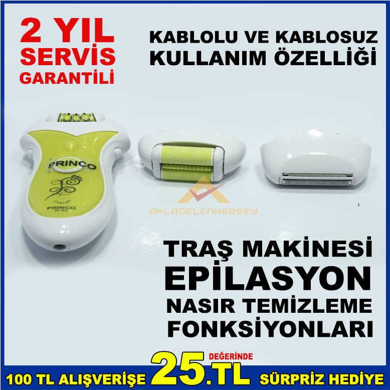 KABLOLU VE KABLOSUZ KULLANIMLI 3 FONKSİYONLU ŞARJLI EPİLASYON ALETİ