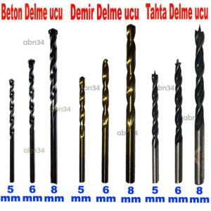 Çok Fonksiyonlu Beton, Demir, Ahşap 9 Parça Değişik Ölçülerde Matkap Ucu Seti