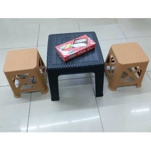 3 Parça Raddan Oturma Grubu 2 Tabure +Sahpalı Oturak Set,Sehpa+Çift Tabure Satranç-Tavla Oyun Masası