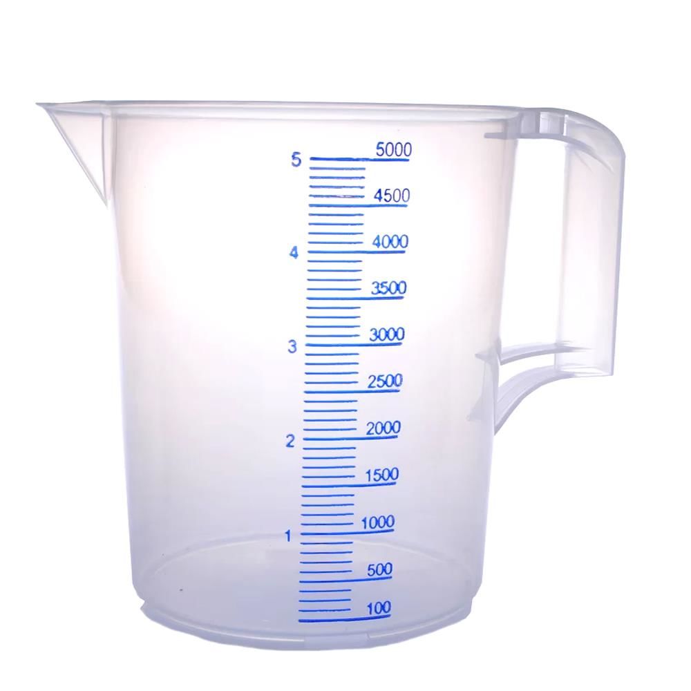 Büyük Boy 5 litre Ölçek Kap Şeffaf Plastikten 100ml Taksimatlı Kırılmaz Sağlıklı Plastik Ölçek Kabı