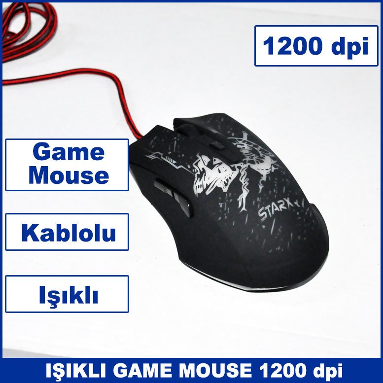 Işıklı Game Mouse 1200dpi Hassasiyet  Masaüstü ve Laptop Uyumlu Usb Girişli Oyuncu Mouse