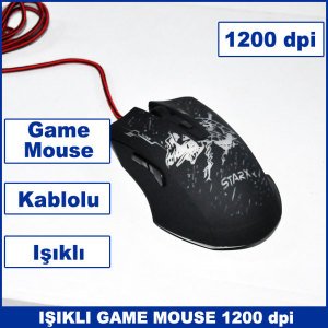 Işıklı Game Mouse 1200dpi Hassasiyet  Masaüstü ve Laptop Uyumlu Usb Girişli Oyuncu Mouse