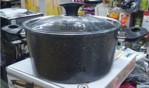 20cm Döküm Alüminyum Granit Tencere Full Granit Kaplama Cam Kapakli Ezme Alüminyum Derin Tencere