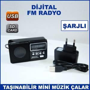 Şarjlı Taşınabilir Mini Müzik Çalar Cep Radyosu Usb ve Sd Card Özellikli