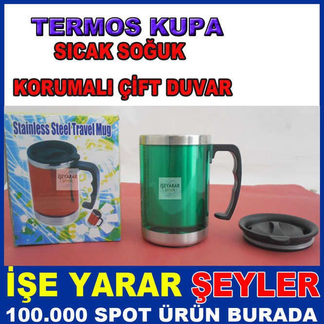 SICAK SOĞUK KORUMA KAPAKLI İÇİ ÇELİK TERMOS KUPA