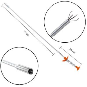 Paslanmaz Çelik Kancalı Lavabo Gider Açıcı Boru Esnek Hortum 90cm Sihirli Drenaj Temizleme Kıskacı