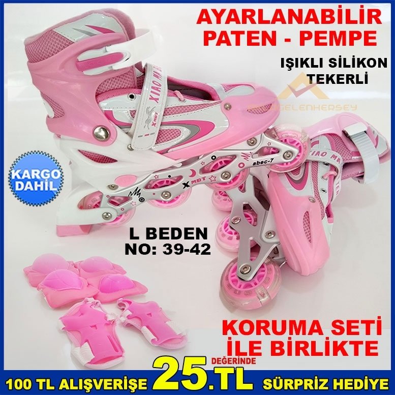 KORUMA SETLİ IŞIKLI TEKER AYARLI PATEN PE-L-3942