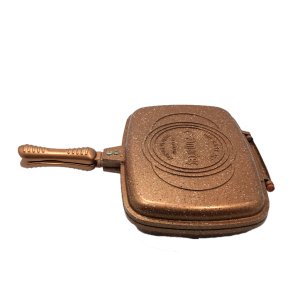 Thermoad Çift Taraflı 34cm Döküm Granit Grill Tava Mıknaslı Saplı Silikon Contalı