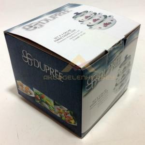 3lü SET LÜKS EMAYE CAM KAPAKLI SAKLAMA TENCERELERİ ÇİÇEK DESENLİ EMAYE TENCERE SETİ -1