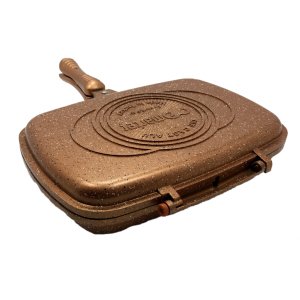 Thermoad Çift Taraflı 34cm Döküm Granit Grill Tava Mıknaslı Saplı Silikon Contalı